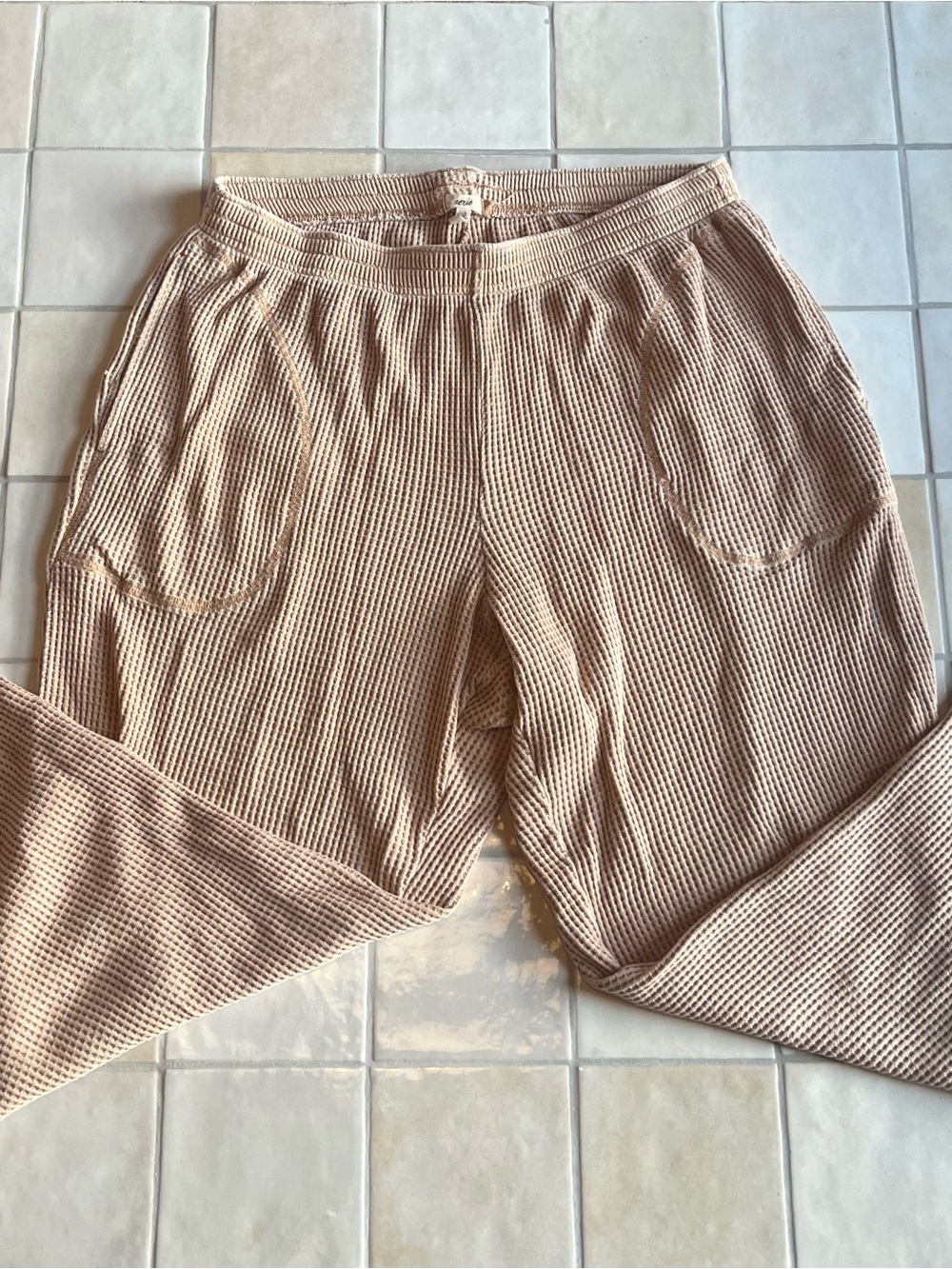 Waffle Knit Lounge Pants - Beige